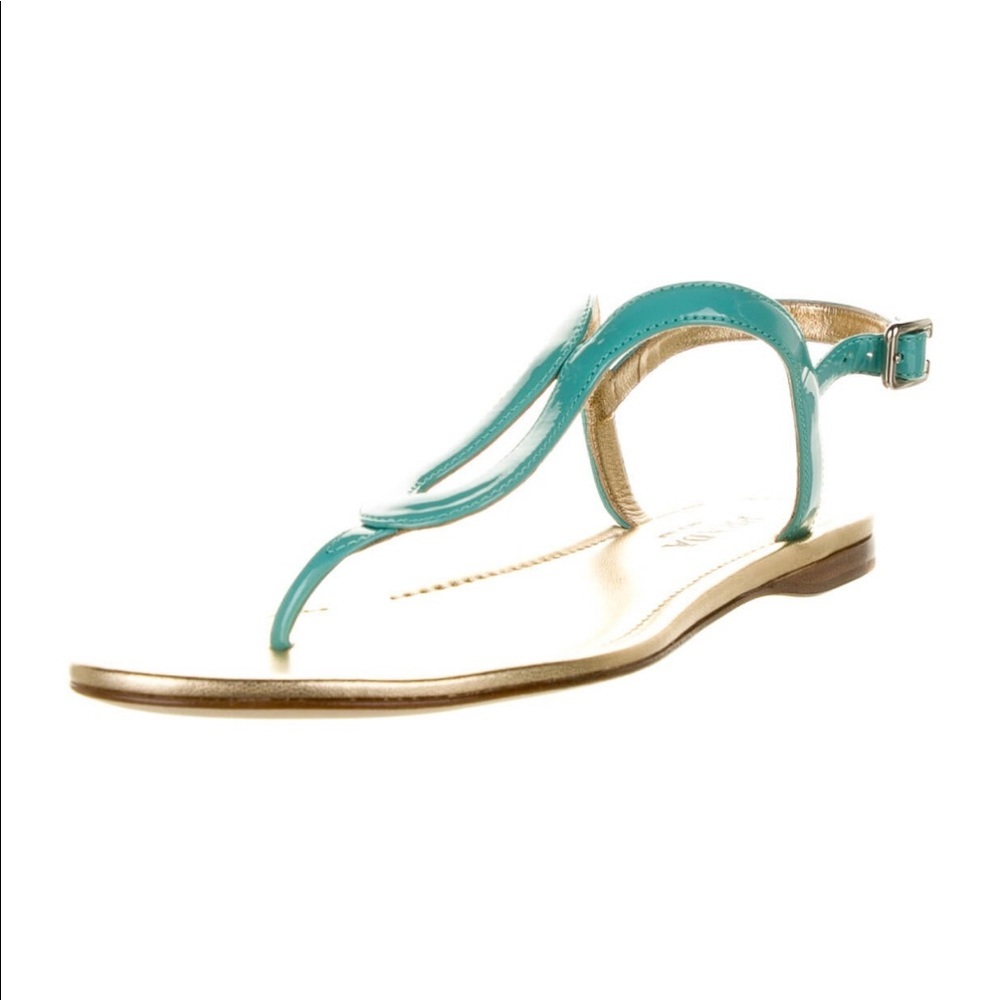 PRADA Leather T-Strap Sandals